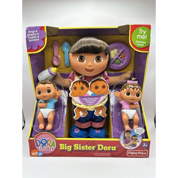 Fisher Price Nick Jr. Big Sister Dora Singing Doll with 2 Babies 2005 New Rare - Picture 1 of 16
